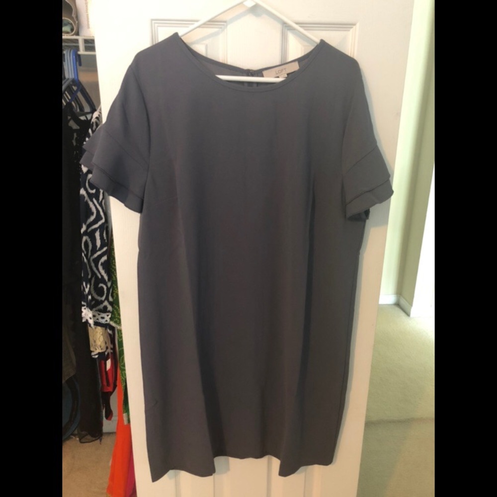 LOFT Grey Flutter Sleeve Dress